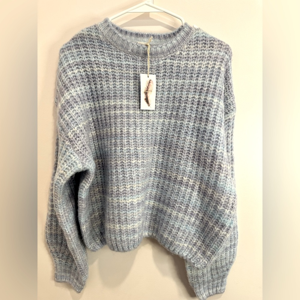 NWT Jessica Simpson Size M Multicolor Dot Cable Knit Sweater Purple Blue